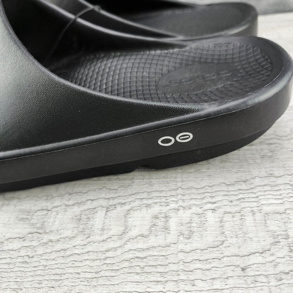 OOFOS OOAHH Slide Impact Absorption Recovery Sandals, Size W10/M8 Black New - Picture 7 of 14